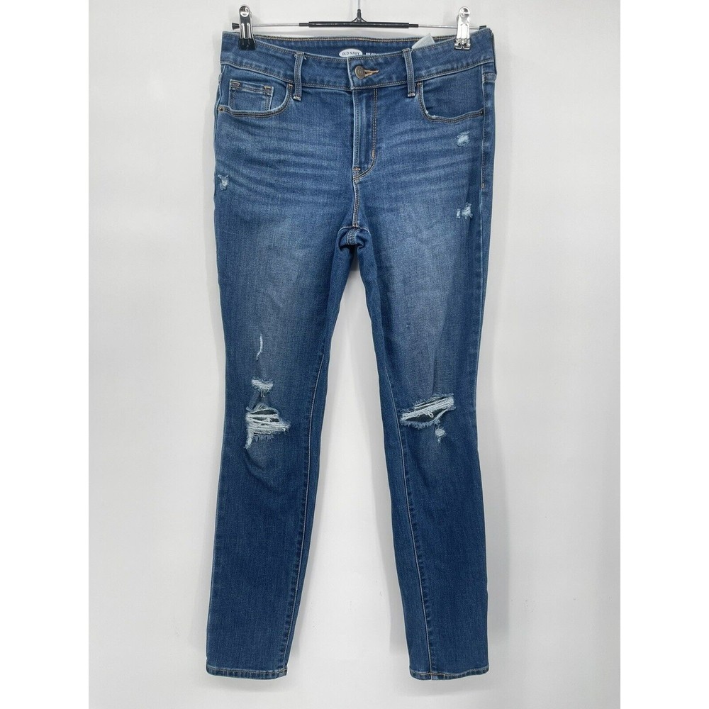 Old Navy Size 6 Pop Icon Skinny Jeans Womens Blue Distressed Mid Rise Denim